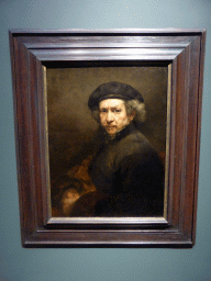 Painting `Self Portrait` by Rembrandt van Rijn, at Gallery 1 of the `Late Rembrandt` exhibition at the First Floor of the Philips Wing of the Rijksmuseum