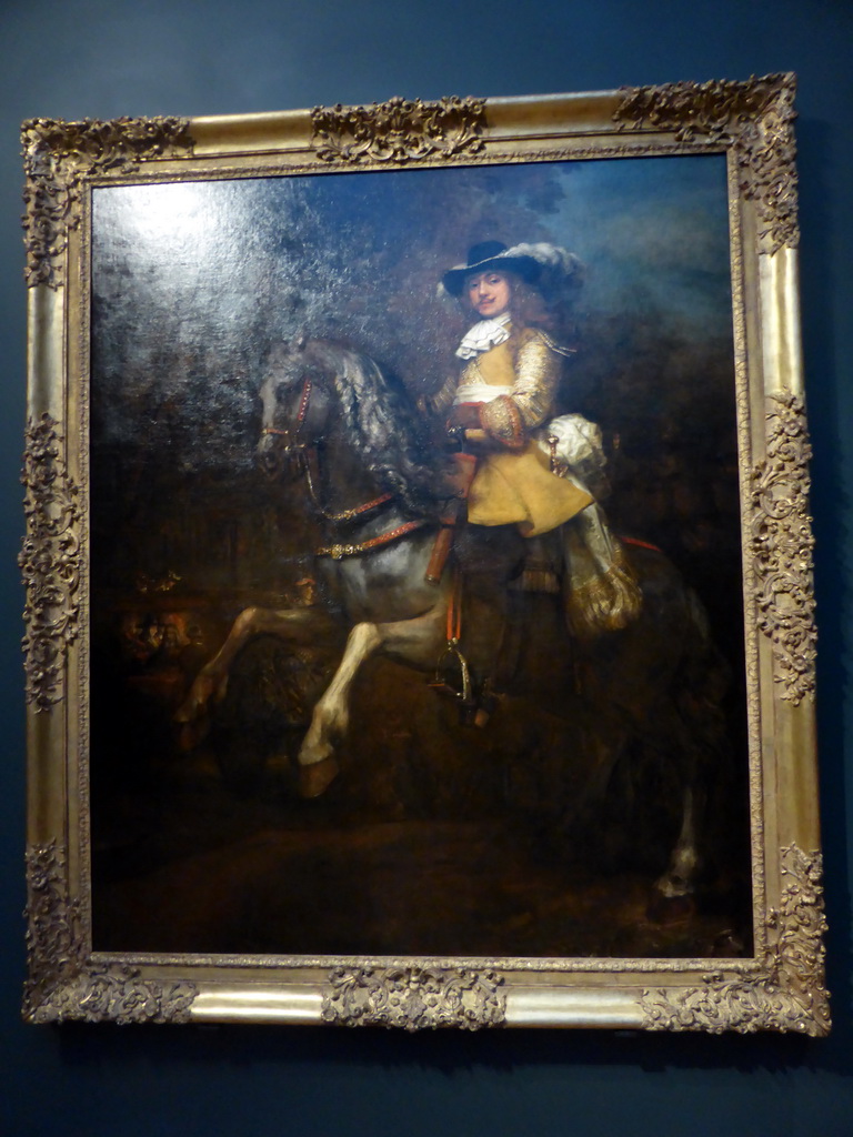 Painting `Portrait of Frederik Rihel on Horseback` by Rembrandt van Rijn, at Gallery 3 of the `Late Rembrandt` exhibition at the First Floor of the Philips Wing of the Rijksmuseum