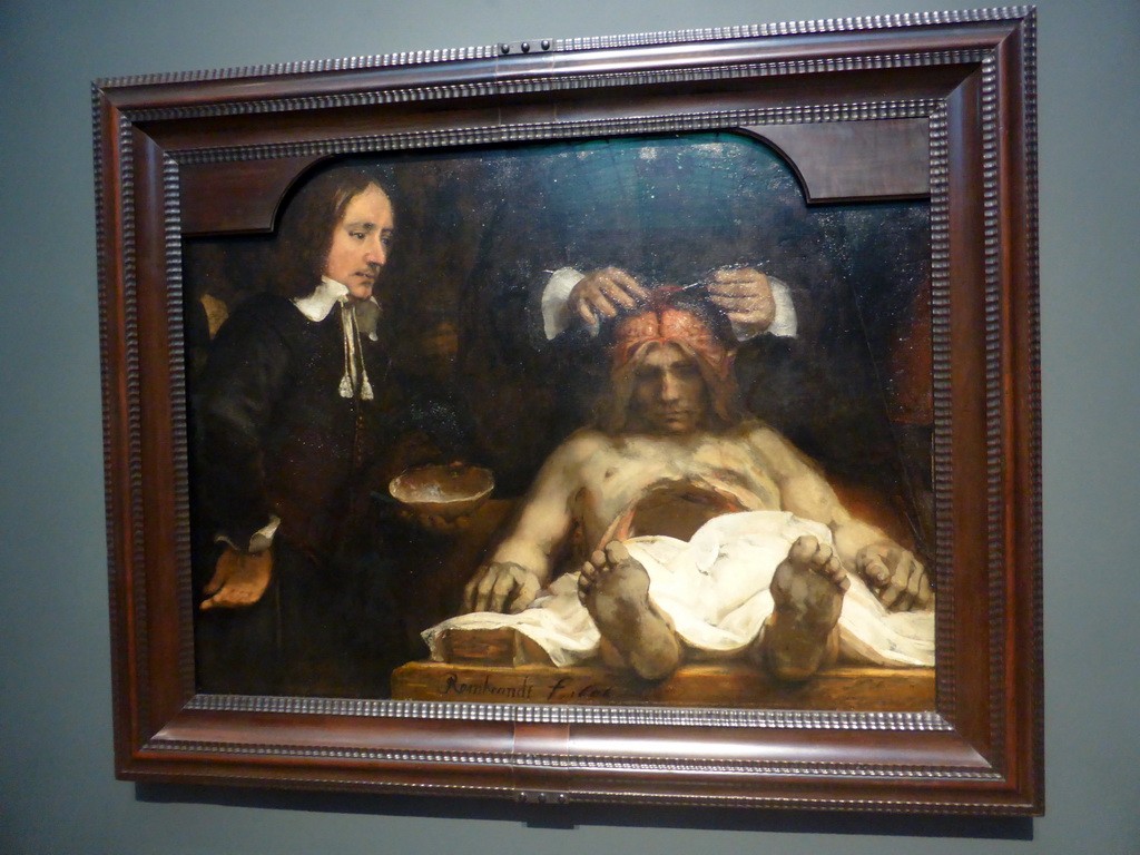 Painting `The Anatomy Lesson of Dr. Joan Deyman` by Rembrandt van Rijn, at Gallery 4 of the `Late Rembrandt` exhibition at the First Floor of the Philips Wing of the Rijksmuseum