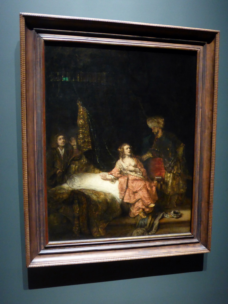 Painting `Joseph and Potiphar`s Wife` by Rembrandt van Rijn, at Gallery 9 of the `Late Rembrandt` exhibition at the First Floor of the Philips Wing of the Rijksmuseum