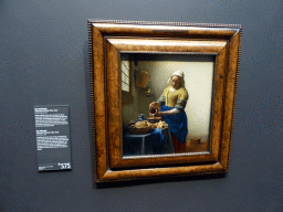 Painting `The Milkmaid` by Johannes Vermeer, at the Gallery of Honour at the Second Floor of the Rijksmuseum, with explanation
