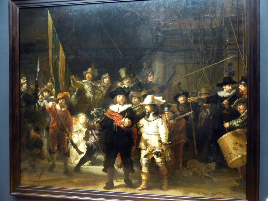 Painting `The Night Watch` by Rembrandt van Rijn, at the Gallery of Honour at the Second Floor of the Rijksmuseum