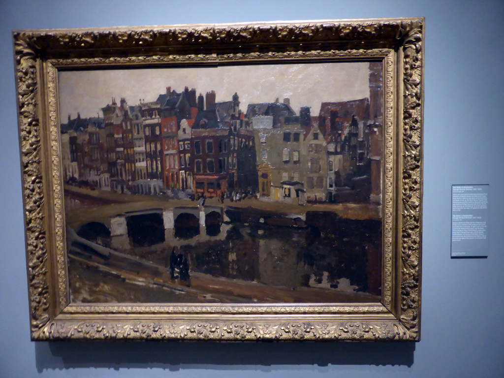 Painting `The Rokin in Amsterdam` by George Hendrik Breitner, at Room 1.18 at the First Floor of the Rijksmuseum, with explanation