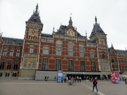 Front of the Amsterdam Central Railway Station at the Stationsplein square