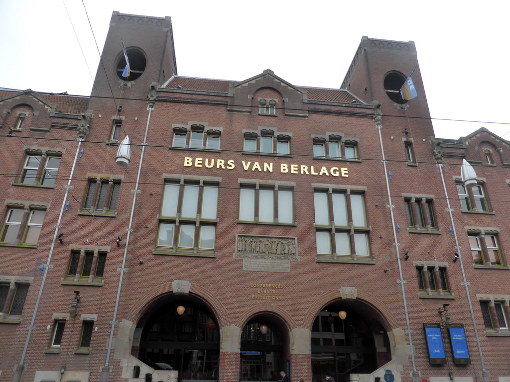 Front of the Beurs van Berlage conference center at the Damrak street