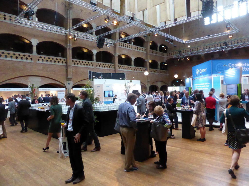 Exhibition of the eHealth Week 2016 conference at the Grote Zaal room of the Beurs van Berlage conference center