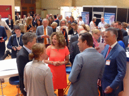 Edith Schippers and other people after the opening ceremony of the eHealth Week 2016 conference at the Graanbeurszaal room of the Beurs van Berlage conference center