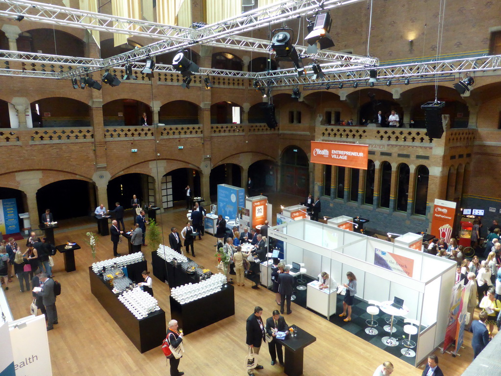 The Grote Zaal room of the Beurs van Berlage conference center during the eHealth Week 2016 conference, viewed from the first floor