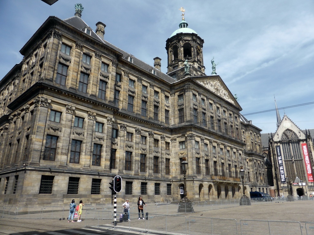 The Dam Square with the Royal Palace Amsterdam and the Nieuwe Kerk church