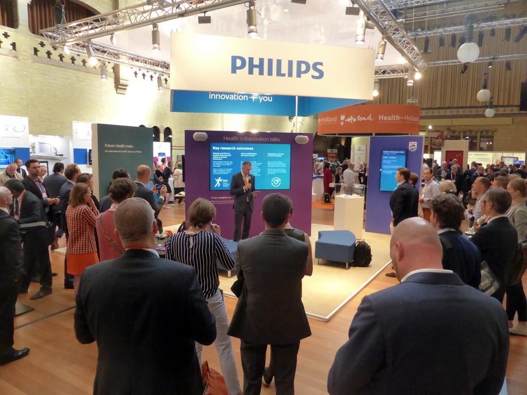 The Philips stand during the eHealth Week 2016 conference, at the Graanbeurszaal room of the Beurs van Berlage conference center