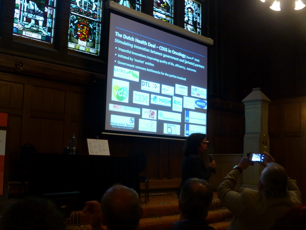 Presentation `Health IT and decision support` by Sabine Linn during the eHealth Week 2016 conference, in the Berlage Zaal room at the first floor of the Beurs van Berlage conference center