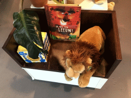 Book and stuffed Lion at the souvenir shop of the Royal Artis Zoo