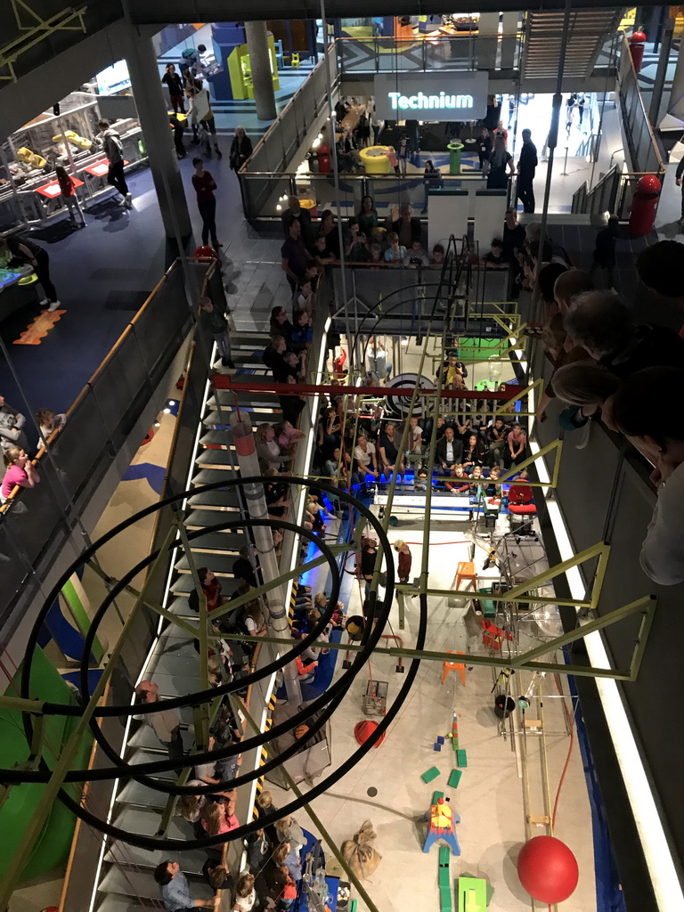 The Chain Reaction demonstration at the NEMO Science Museum, viewed from the Third Floor