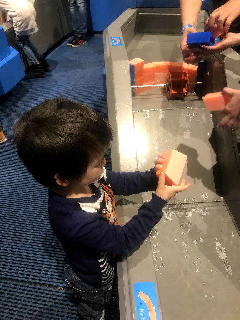 Max at the Water Power game at the Technium exhibition at the Second Floor of the NEMO Science Museum