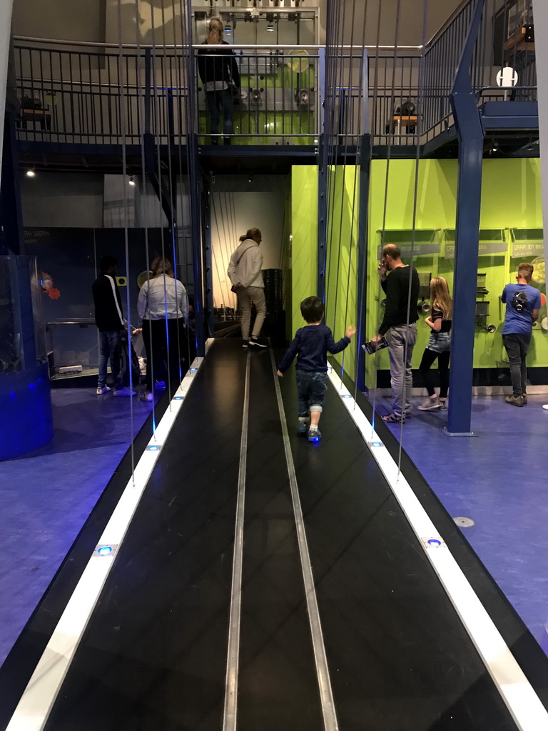 Max on a bridge at the Technium exhibition at the Second Floor of the NEMO Science Museum