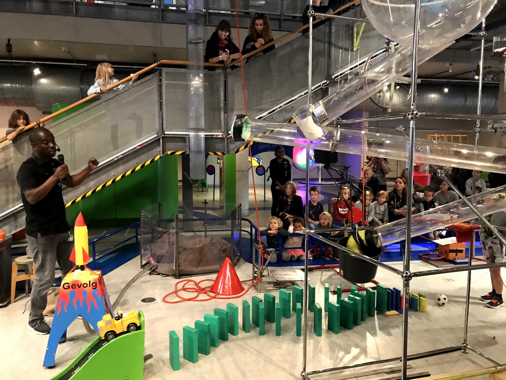 The Chain Reaction demonstration at the NEMO Science Museum, viewed from the First Floor