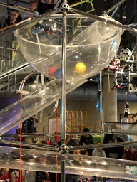 Balls moving around during the Chain Reaction demonstration at the NEMO Science Museum, viewed from the First Floor