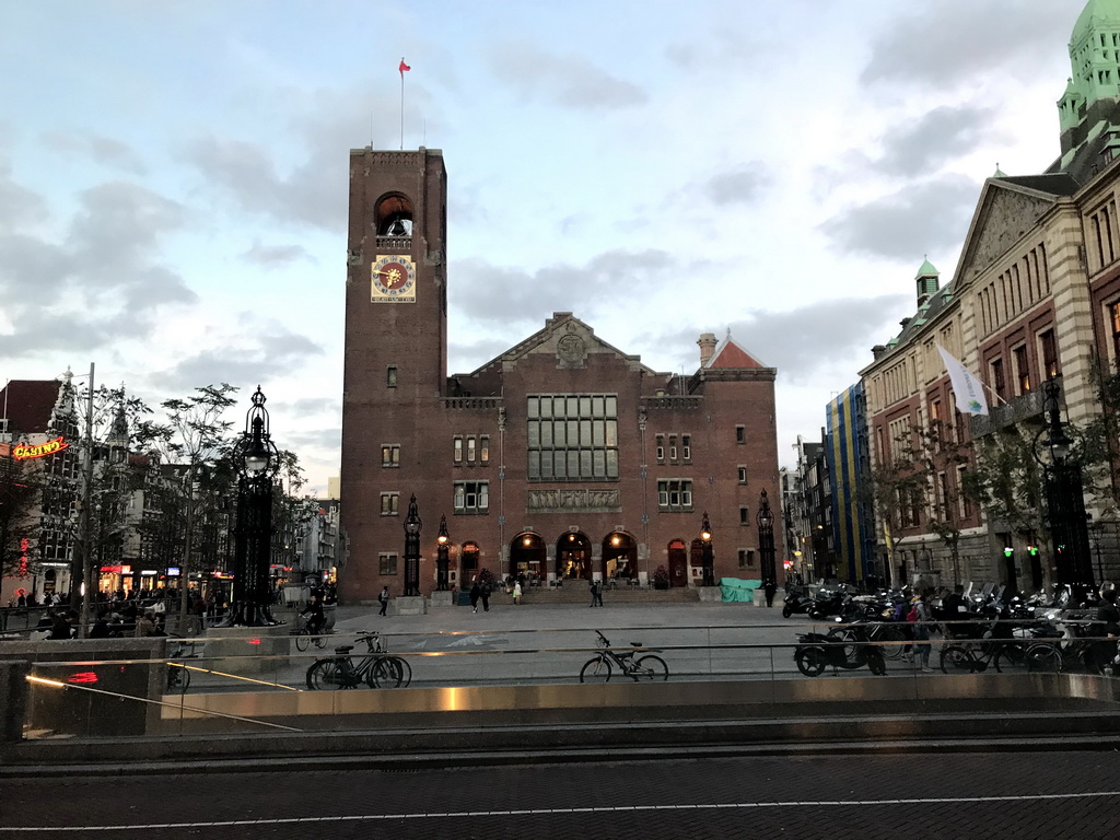 Southwest side of the Beurs van Berlage building at the Beursplein square, at sunset