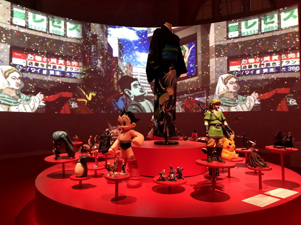 Statuettes and movie at the Cool Japan exhibition at the Second Floor of the Tropenmuseum