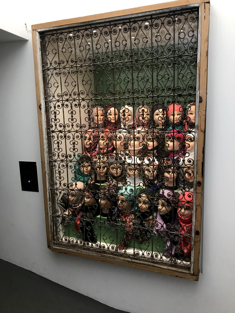 Window with headscarves at the ZieZo Marokko exhibition at the Ground Floor of the Tropenmuseum