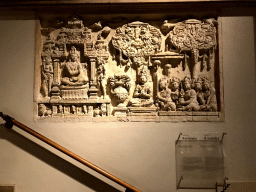 Model of a relief from the Borobudur temple of Java at the Southeast-Asia exhibition at the First Floor of the Tropenmuseum, with explanation