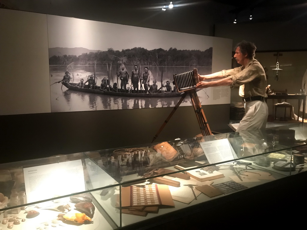 Statue with camera and other items at the Indonesia exhibition at the First Floor of the Tropenmuseum