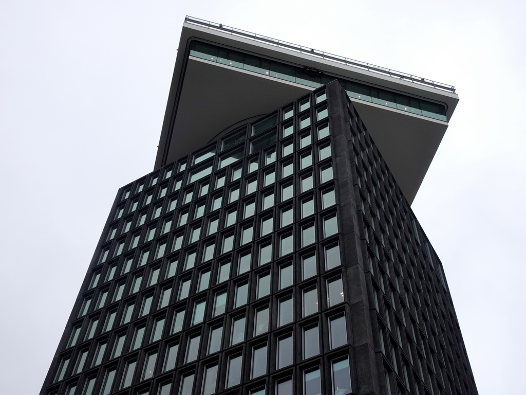 Top part of the A`DAM Tower with the A`DAM Lookout observation deck, viewed from the Overhoeksplein square