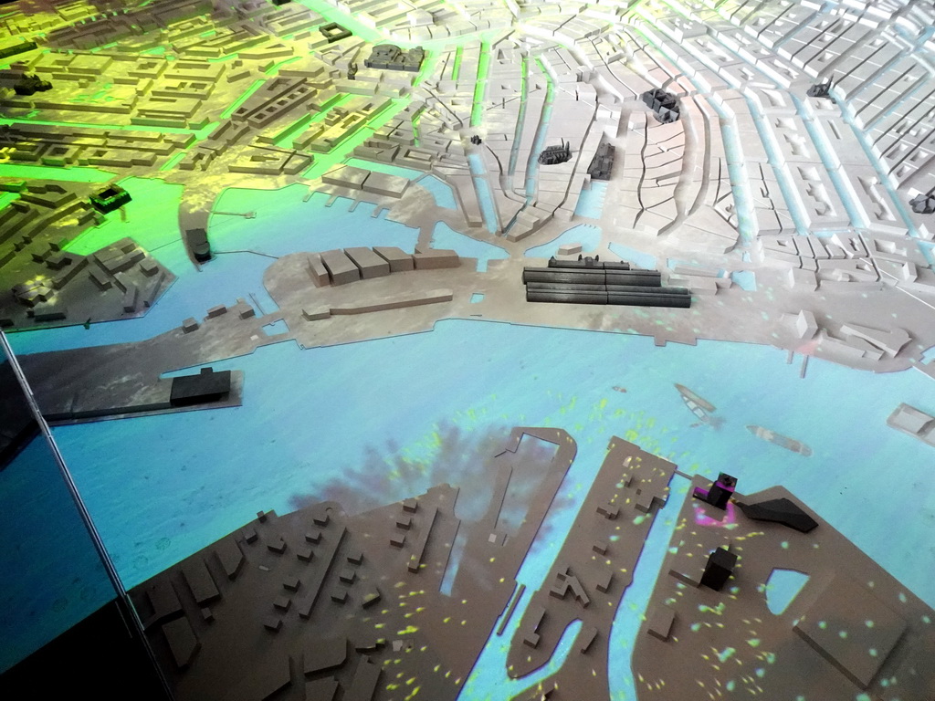 Scale model of the area around the IJ river, at the A`DAM Lookout Indoor observation deck at the A`DAM Tower