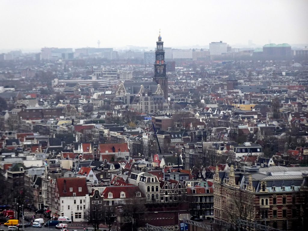 The Westerkerk church, viewed from the A`DAM Lookout Outdoor observation deck at the A`DAM Tower