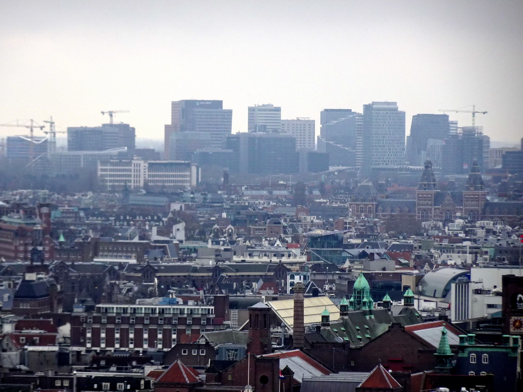 The Rijksmuseum and skyscrapers at the Zuidas area, viewed from the A`DAM Lookout Outdoor observation deck at the A`DAM Tower