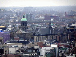 The Royal Palace Amsterdam and the Nieuwe Kerk church, viewed from the A`DAM Lookout Outdoor observation deck at the A`DAM Tower