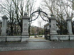 Entrance gate at the east side of the Vondelpark, viewed from the car on the Stadhouderskade street