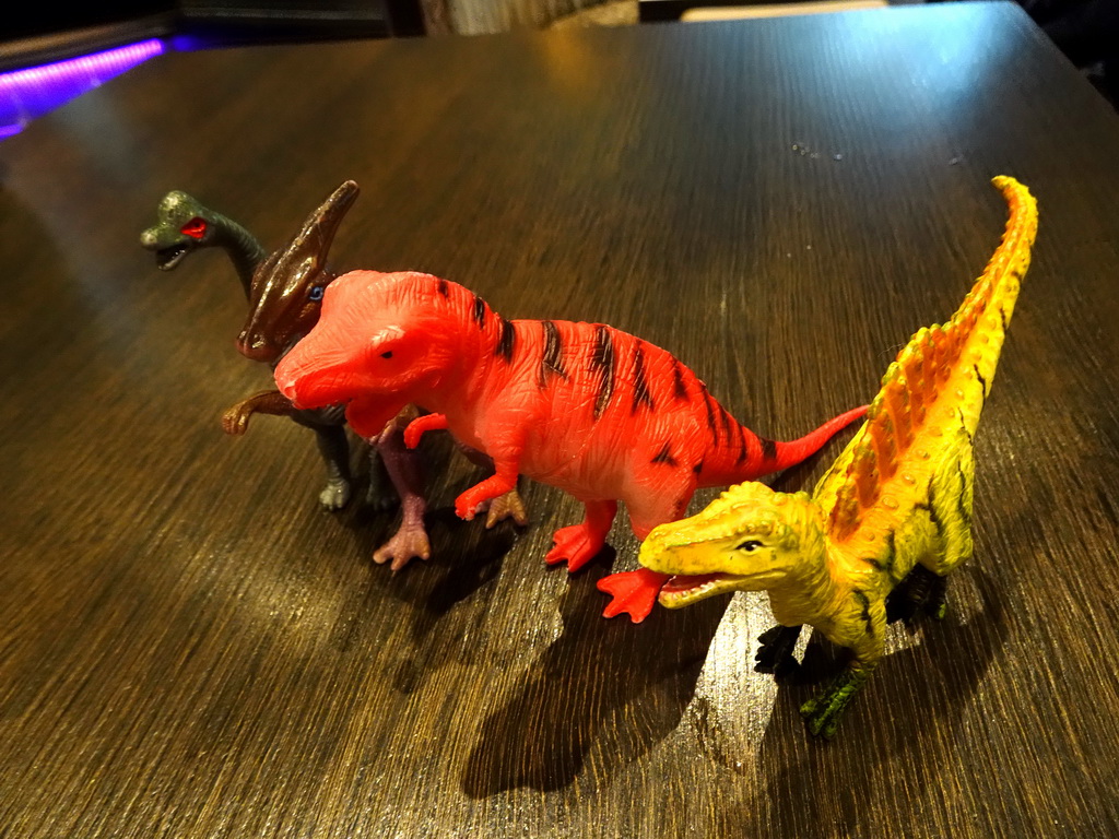 Dinosaur toys at the FEBO Boulevard restaurant at the Johan Cruijff Arena