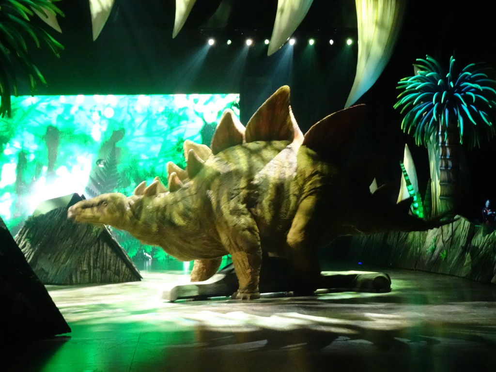 Stegosaurus statue at the stage of the Ziggo Dome, during the `Walking With Dinosaurs - The Arena Spectacular` show