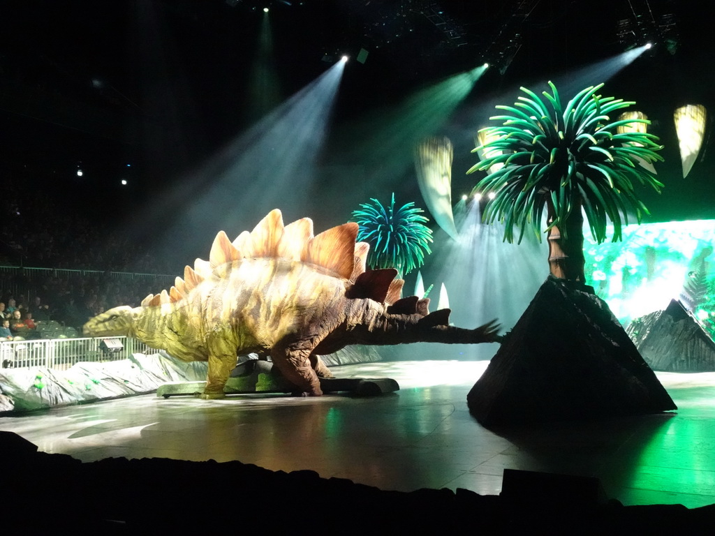 Stegosaurus statue at the stage of the Ziggo Dome, during the `Walking With Dinosaurs - The Arena Spectacular` show