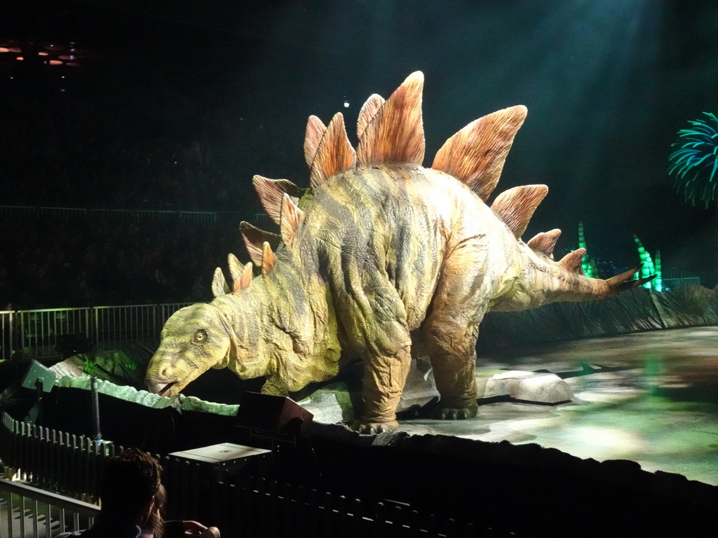 Stegosaurus statue at the stage of the Ziggo Dome, during the `Walking With Dinosaurs - The Arena Spectacular` show