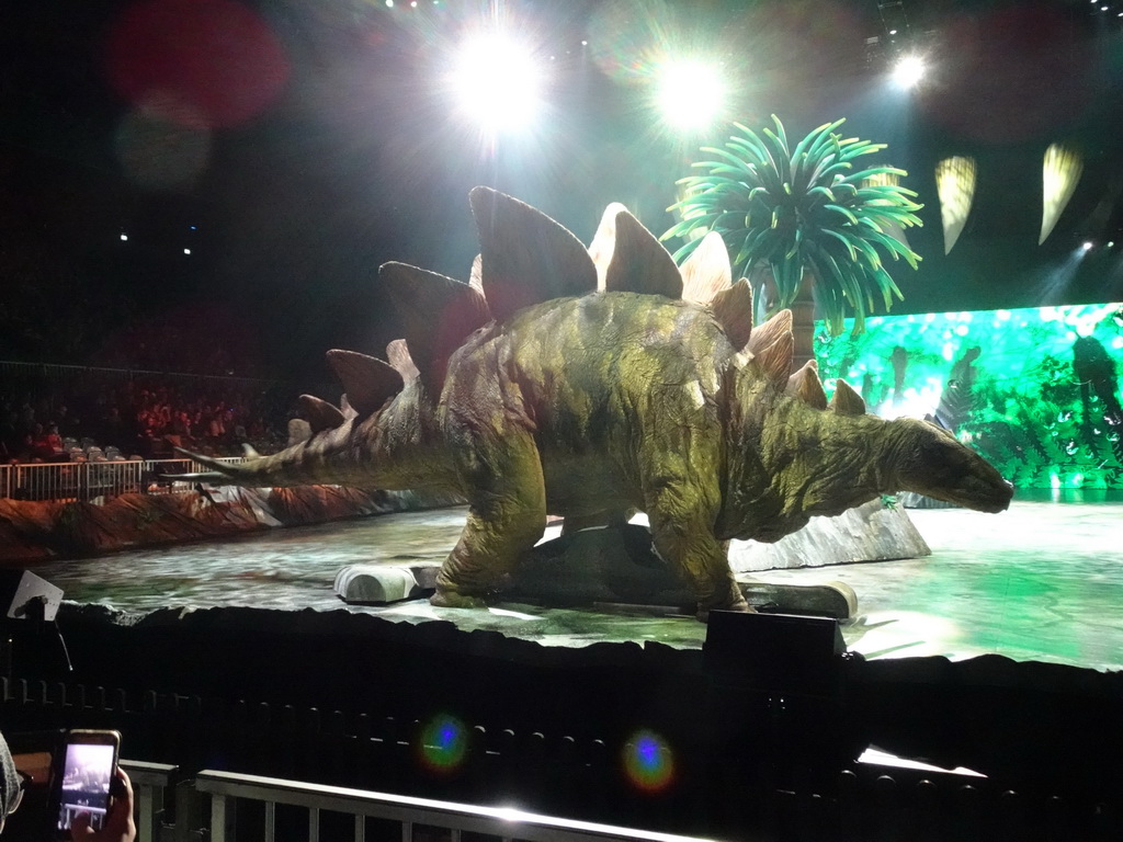 Stegosaurus statue at the stage of the Ziggo Dome, during the `Walking With Dinosaurs - The Arena Spectacular` show