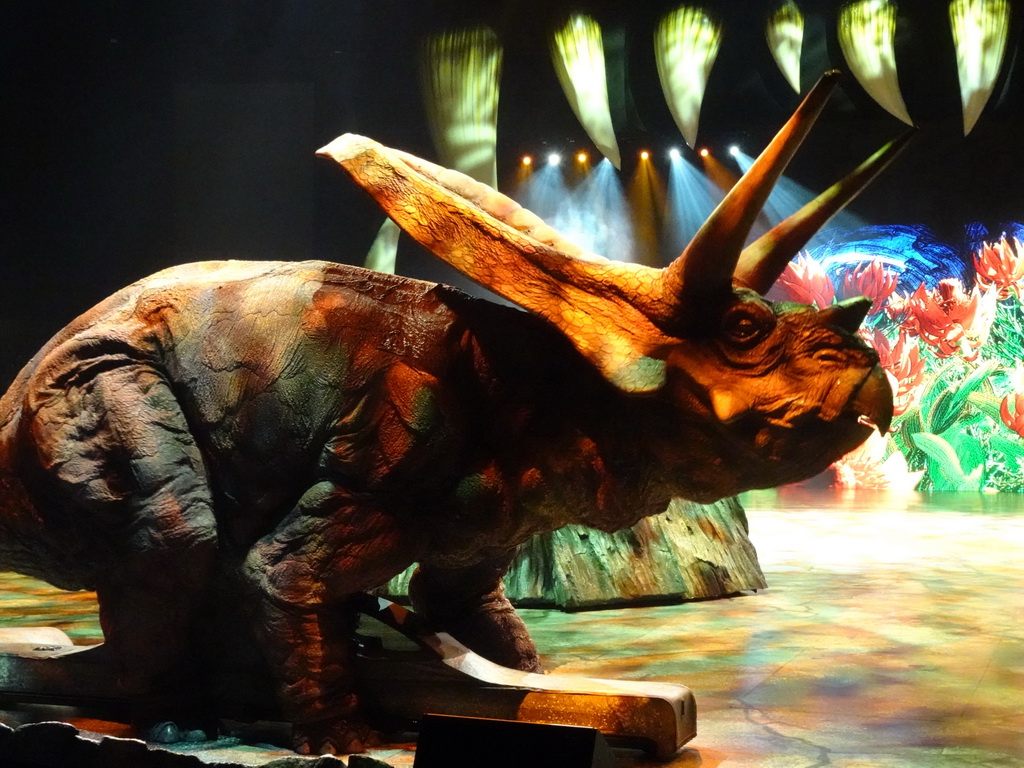 Torosaurus statue at the stage of the Ziggo Dome, during the `Walking With Dinosaurs - The Arena Spectacular` show