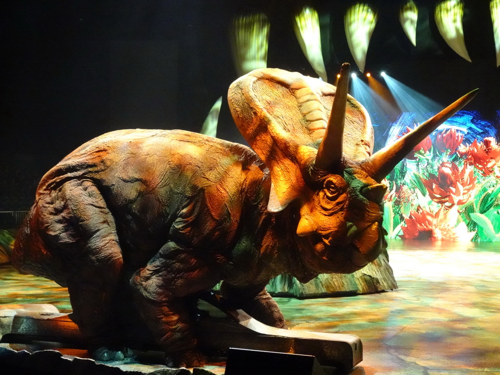 Torosaurus statue at the stage of the Ziggo Dome, during the `Walking With Dinosaurs - The Arena Spectacular` show