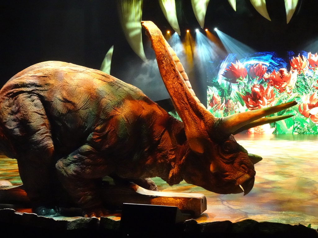 Torosaurus statue at the stage of the Ziggo Dome, during the `Walking With Dinosaurs - The Arena Spectacular` show