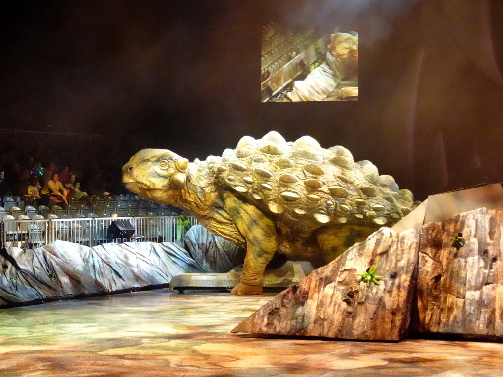 Ankylosaurus statue at the stage of the Ziggo Dome, during the `Walking With Dinosaurs - The Arena Spectacular` show