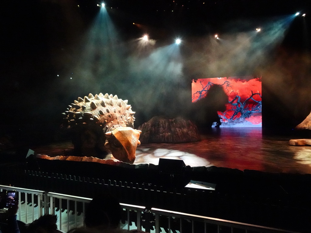 Ankylosaurus statue at the stage of the Ziggo Dome, during the `Walking With Dinosaurs - The Arena Spectacular` show