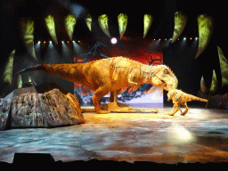 Tyrannosaurus Rex statues at the stage of the Ziggo Dome, during the `Walking With Dinosaurs - The Arena Spectacular` show