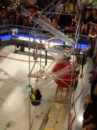 Balls moving around during the Chain Reaction demonstration at the NEMO Science Museum, viewed from the Second Floor