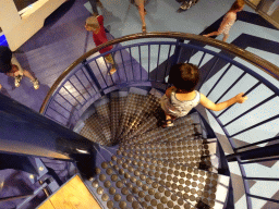 Max on the staircase from the upper walkway of the Technium exhibition at the Second Floor of the NEMO Science Museum