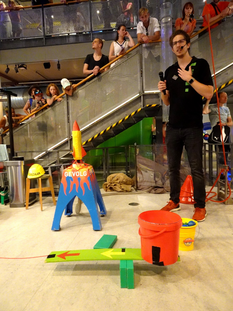 The Chain Reaction demonstration at the NEMO Science Museum, viewed from the First Floor