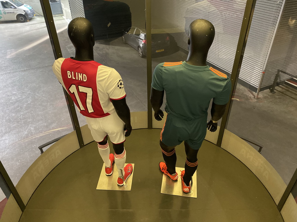 Mannequins with Ajax jerseys at the third floor of the Johan Cruijff Arena