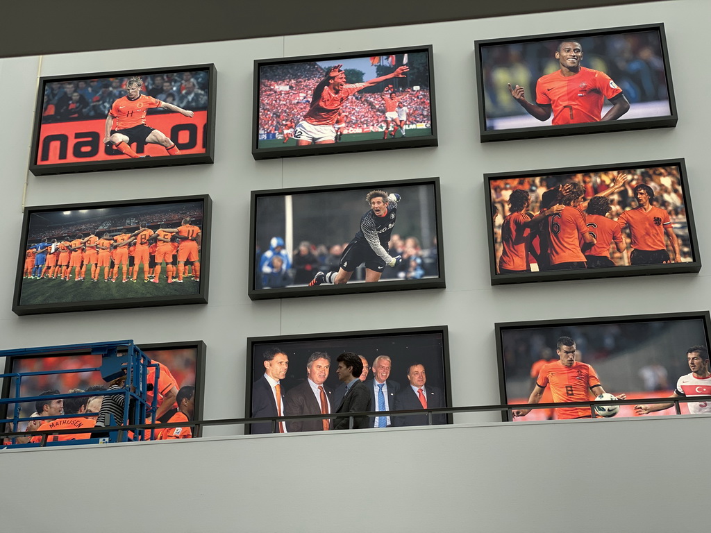 Photographs on the wall of the sixth floor of the Johan Cruijff Arena