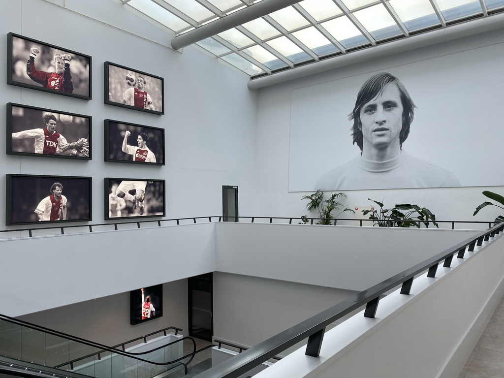 Photographs on the wall of the sixth floor of the Johan Cruijff Arena