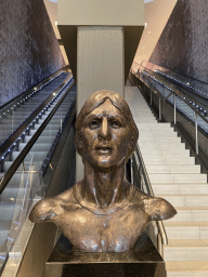 Bust of Johan Cruijff at the escalator at the ground floor of the Johan Cruijff Arena